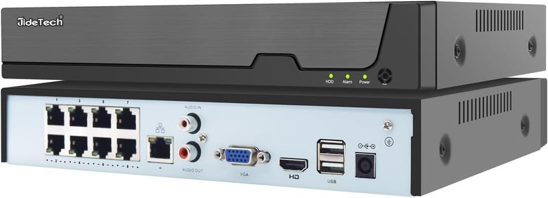 JideTech 4K 8 Channel PoE NVR, 8 Ports 16 CH Expandable Network Video Recorder for Home Surveillance System, Support 4K/2K/12MP/8MP/5MP/1080P IP Camera, Remote Access, 24/7 Recording, Up to 14TB HDD - Image 1